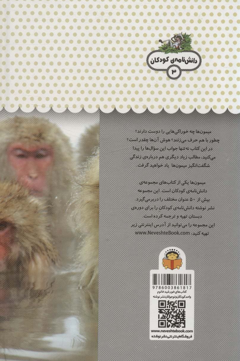 یک فنجان دانستنی درباره ی میمون ها (دانش نامه ی کودکان 3)،(گلاسه)