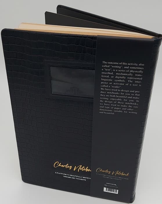 دفتر طراحی CHARLES NOTEBOOK (کد 605)،(چرم،لب طلایی)