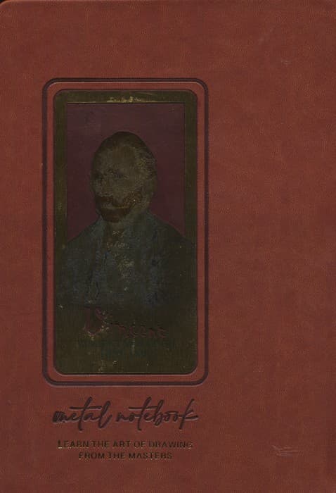 دفتر خط دار (طرح VINCENT،کد 323)،(چرم،لب طلایی،پلاکدار)