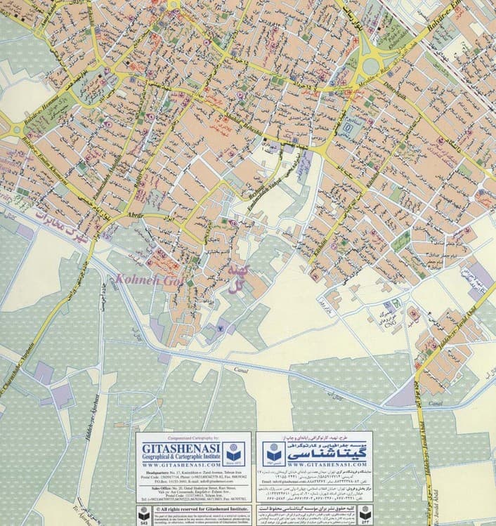 نقشه سیاحتی و گردشگری شهر ورامین 70*100 (کد 543)،(گلاسه)