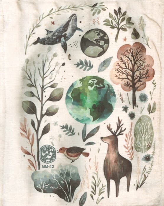 کیف پارچه ای مخمل قدیما 20*26 (طرح زمین،کد MM-12)