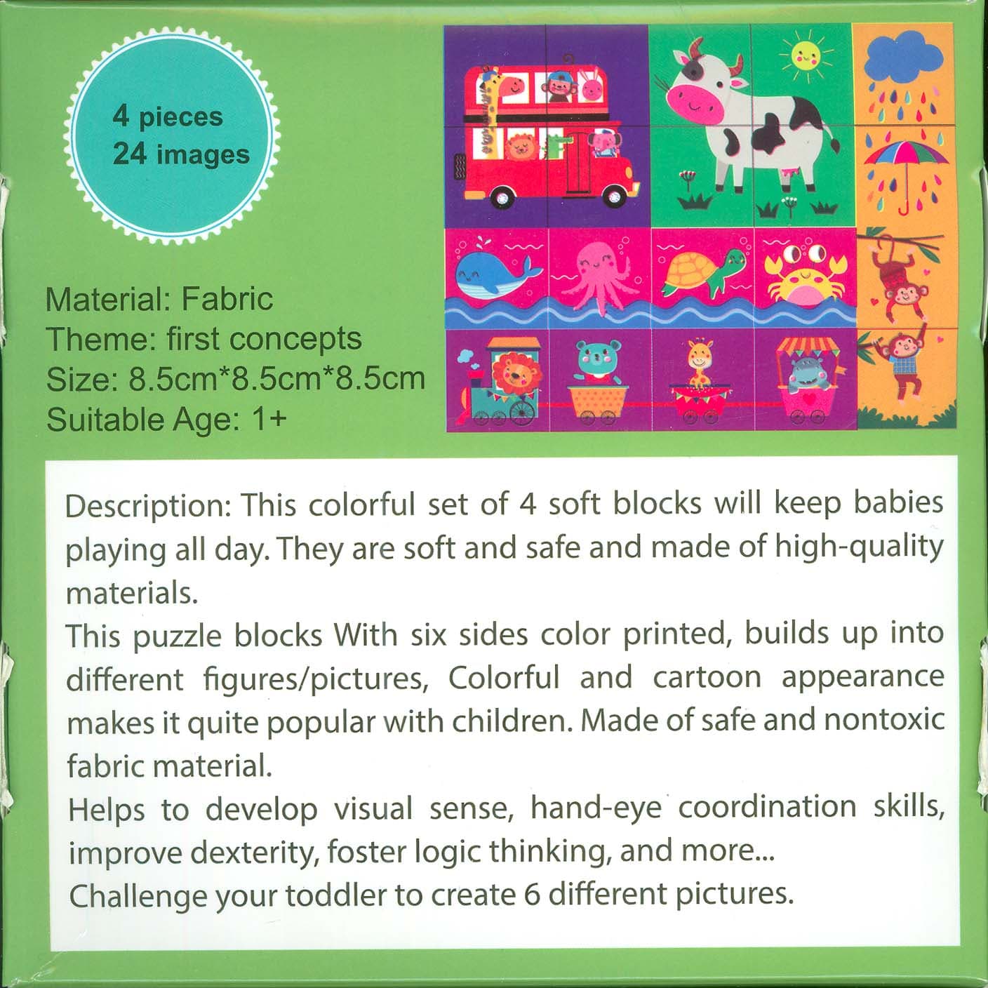 بسته بازی مکعب های ابری پارچه ای پازلی (4عددی،باجعبه)