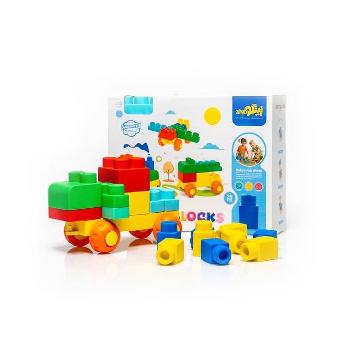 بسته بازی سازه های نرم پسرانه (آبی)،(25قطعه،باجعبه)