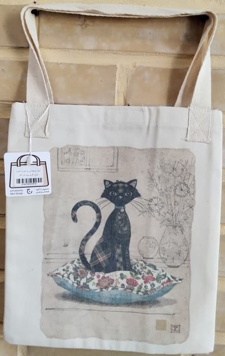کیف پارچه ای سه طرفه کاست 31*27 (طرح گربه سیاه،کد 2208)