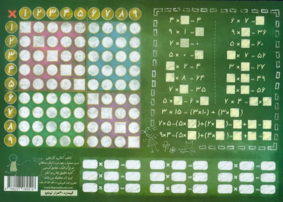پوستر وایت بردی جدول ضرب پلکانی A4 (گلاسه)