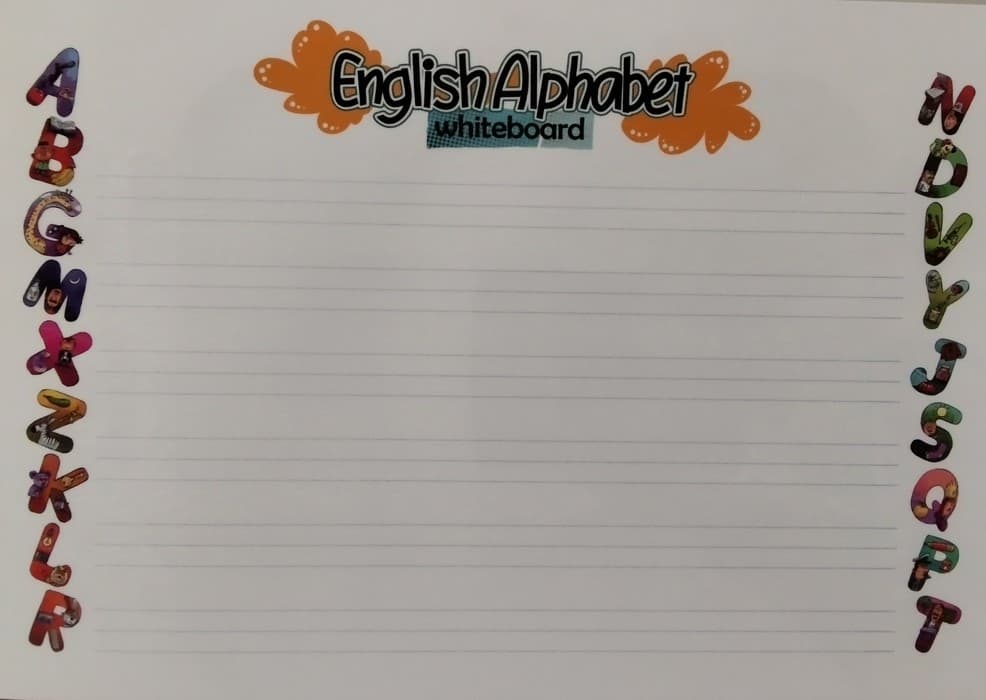 پوستر وایت بردی ENGLISH ALPHABET:حروف انگلیسی A3 (گلاسه)