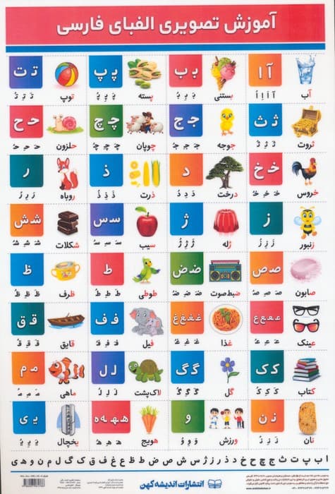 پوستر وایت بردی آموزش تصویری الفبای فارسی A4