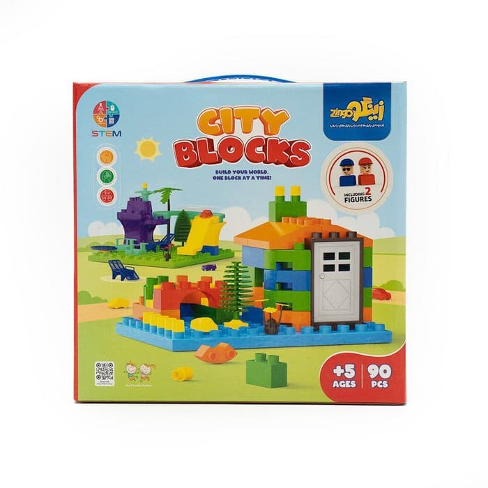 بسته بازی شهر سازه ای (CITY BLOCKS)،(90قطعه،باجعبه)