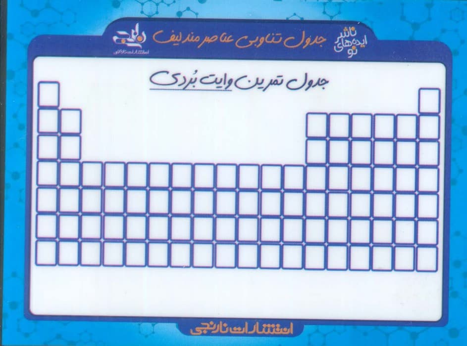 فلش کارت جیبی جدول تناوبی عناصر مندلیف+جدول تمرین (گلاسه)