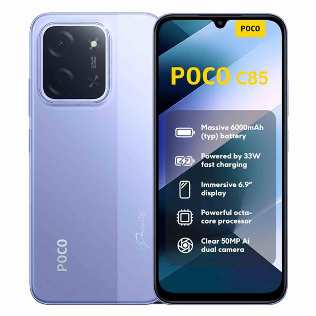 گوشی موبایل شیائومی مدل Poco C85 4G ظرفیت 256 گیگابایت و رم 8 گیگابایت (بنفش)