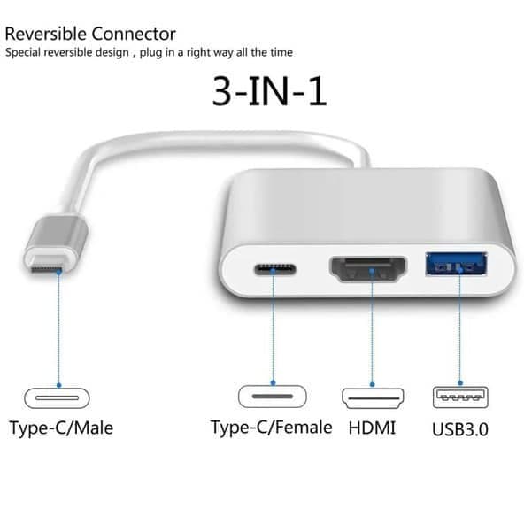 تبدیل 3 در 1 (Type-C به USB Type-C، USB Type-A، HDMI ) پرووان مدل PHU552