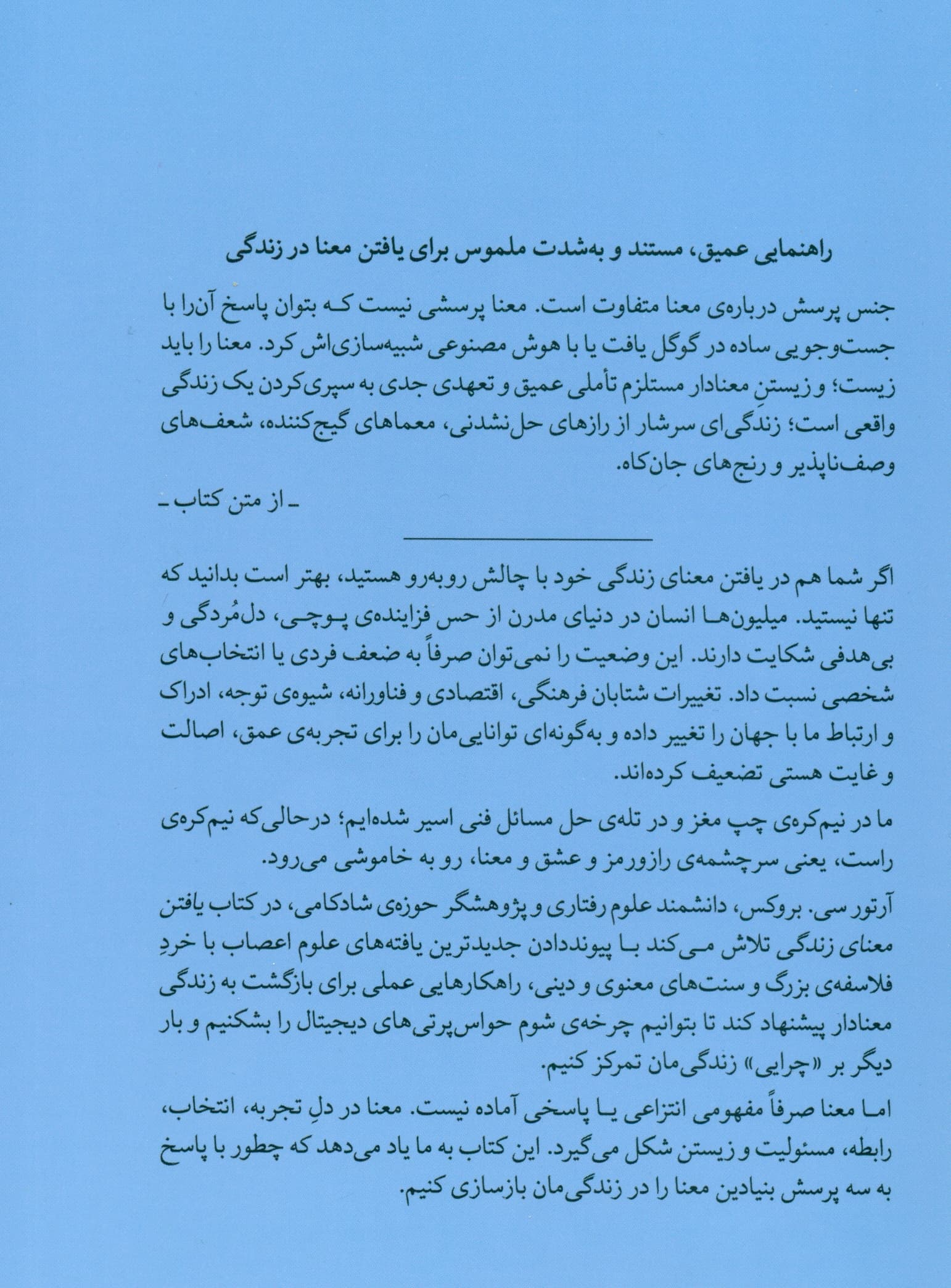 یافتن معنای زندگی (جستجوی هدف در عصر پوچی)