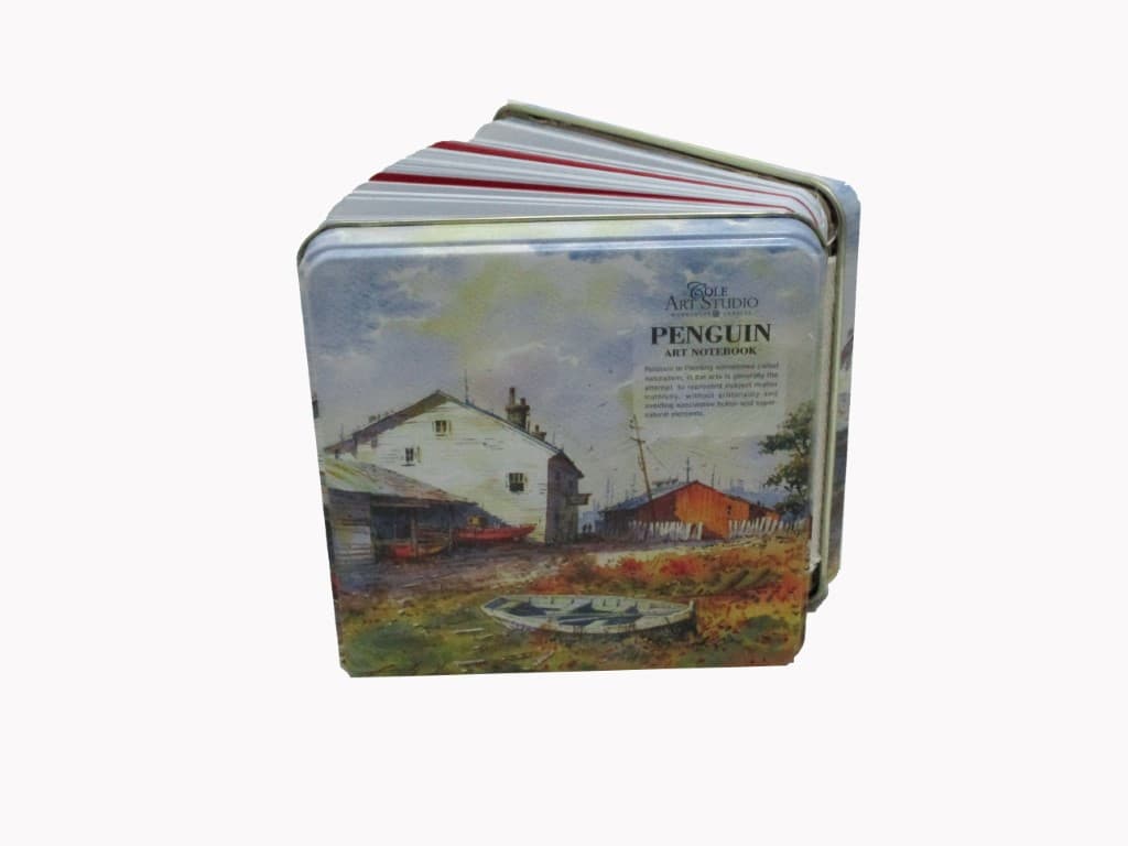 دفترچه یادداشت جلد فلزی پنگوئن طرح 2 قایق (کد 658) خشتی کوچک