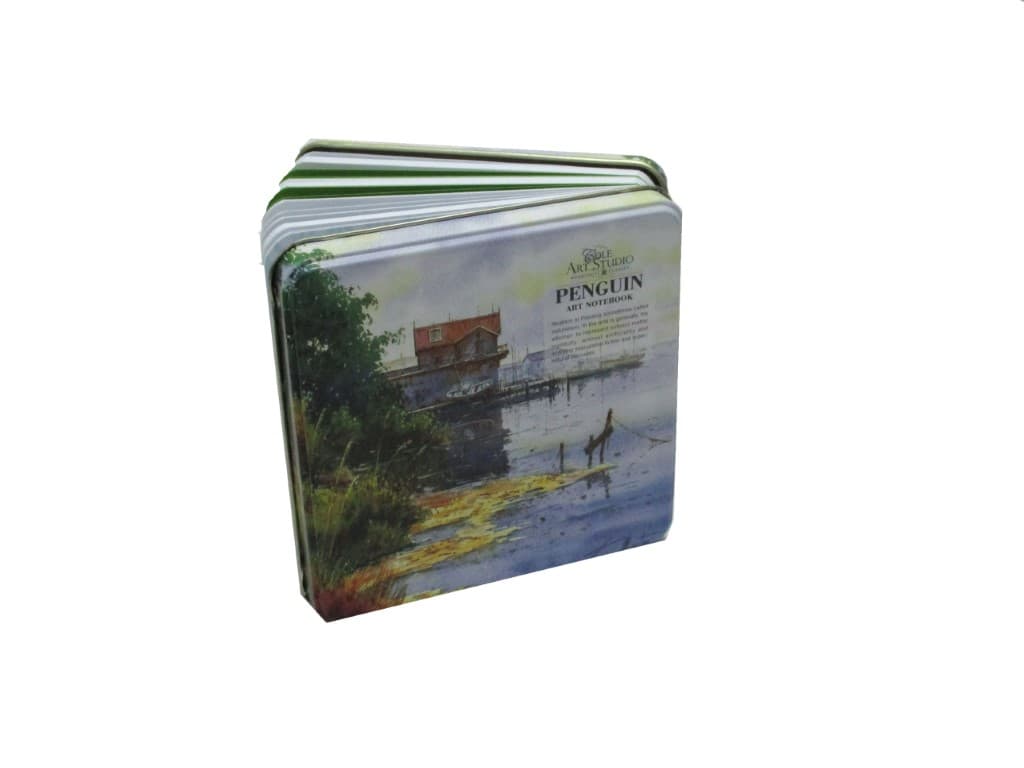 دفترچه یادداشت جلد فلزی پنگوئن طرح دریاچه (کد 689) خشتی کوچک