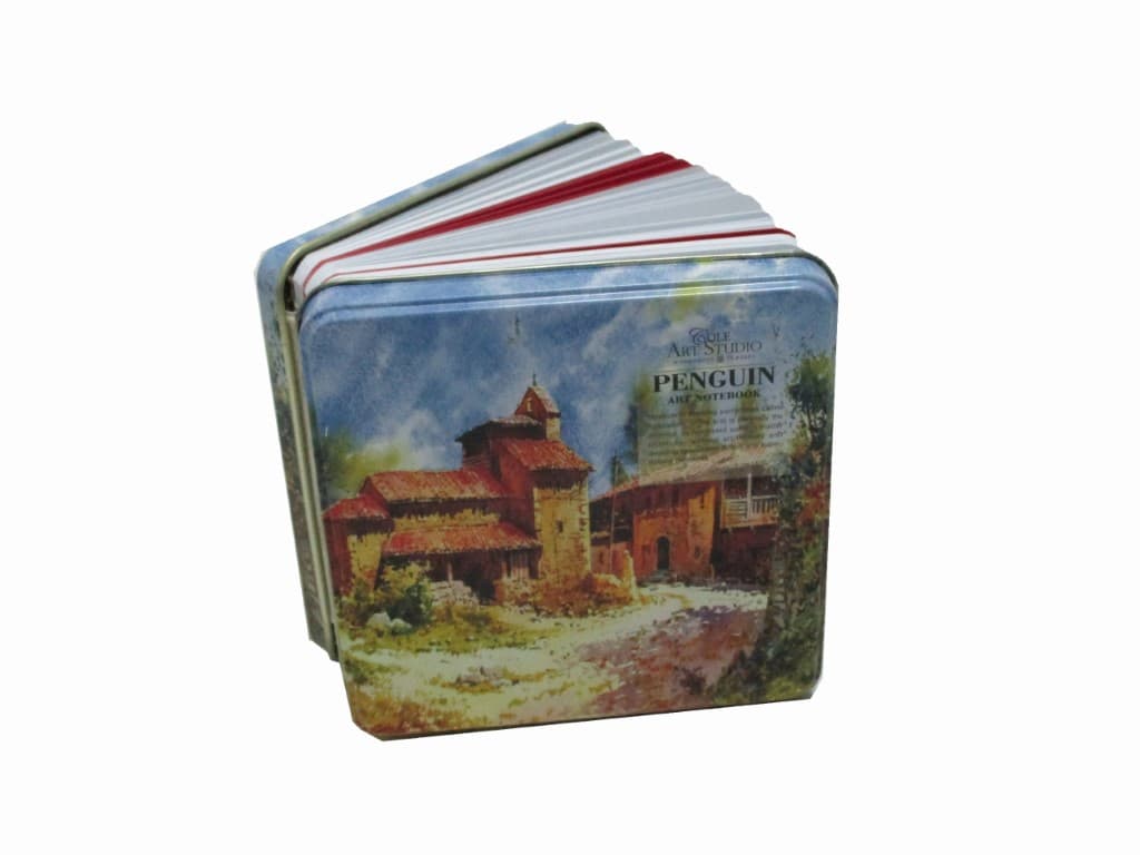 دفترچه یادداشت جلد فلزی پنگوئن طرح دهکده (کد 627) خشتی کوچک