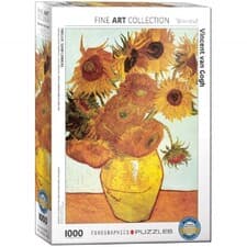 پازل1000 تکه گلدان با دوازده گل آفتابگردان اثر ون‌سان ون‌گوگ (6000-3688) طرح Twelve Sunflowers