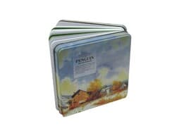 دفترچه یادداشت جلد فلزی پنگوئن طرح کلبه زمستان (کد 641) خشتی کوچک