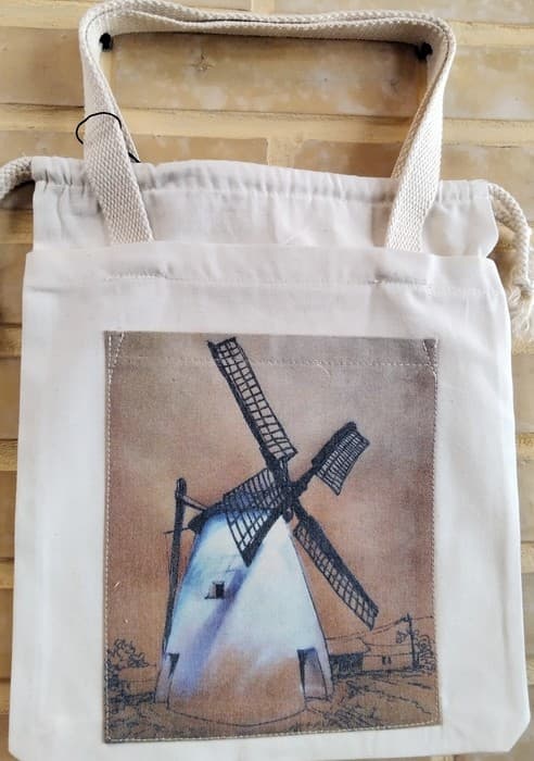 کیف پارچه ای جیب دار 31*37 (طرح آسیاب بادی،کد 2110)