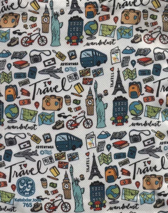 کیف پارچه ای 22*28 (طرح TRAVEL،کد 765)