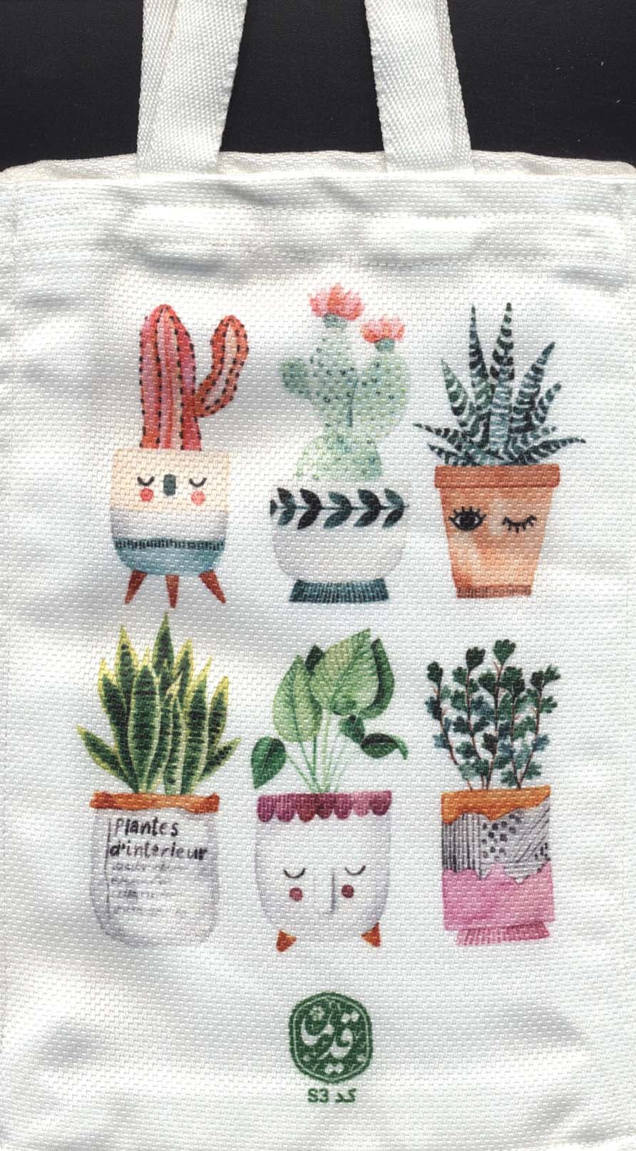 کیف پارچه ای قدیما 16*24 (طرح کاکتوس،کد S3)